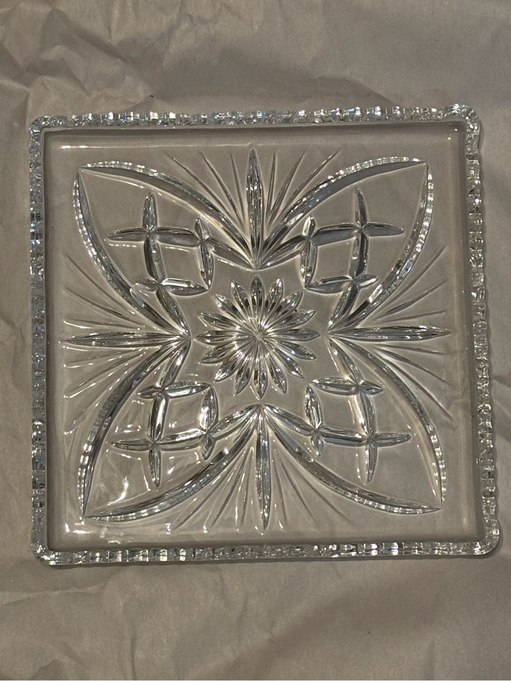 Marquis by Waterford Heritage Crystal Square Tray 7.5” Butterfly Floral